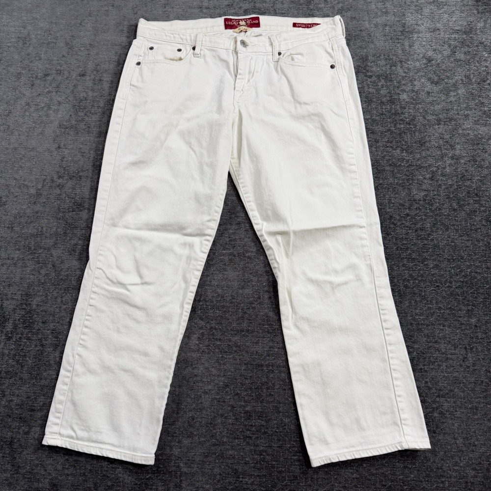 Lucky Brand Sweet 'N Crop White Denim Jeans Size 6 28 Cropped Mid Rise Pants‎